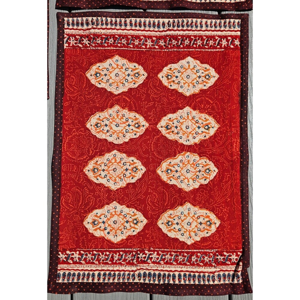 Vintage Indian Block Print Cotton Placemats Set of 5 Boho Paisley